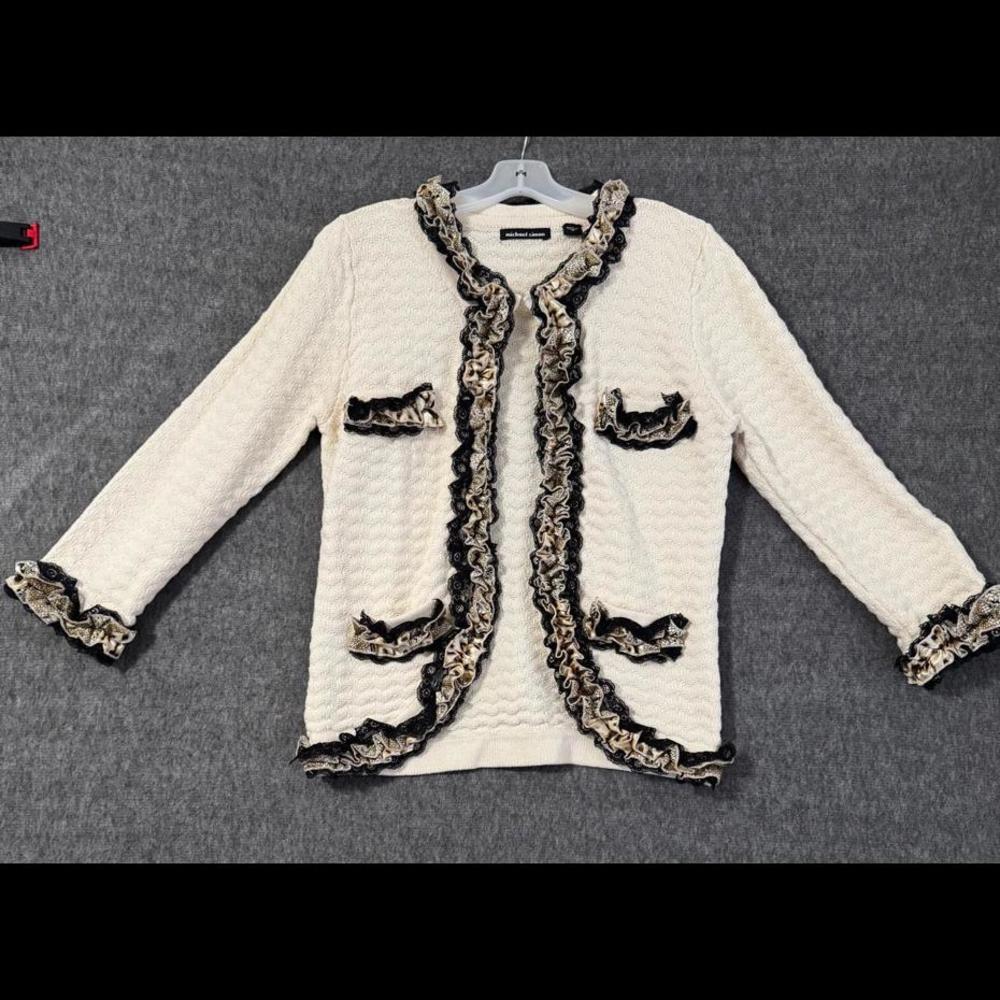 Chic Michael Simon Cream Ruffled Jacket - Size M